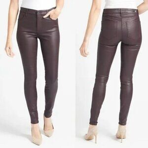 KFTK wine/plum Mia Coated Denim skinnies, Sz 4.